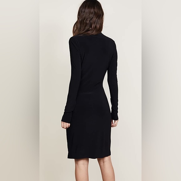 NWT New Norma Kamali Long Sleeve Modern Side Drape Dress XS Black Revolve - Picture 3 of 13